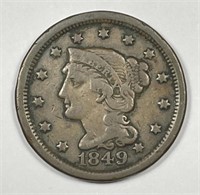 1849 Braided Hair Large Cent Fine F