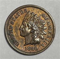 1880 Indian Head Cent About Uncirculated AU detail