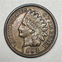 1893 Indian Head Cent About Uncirculated AU