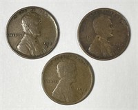 1913-D 1913-S 1915-D Lincoln Wheat Cent Trio