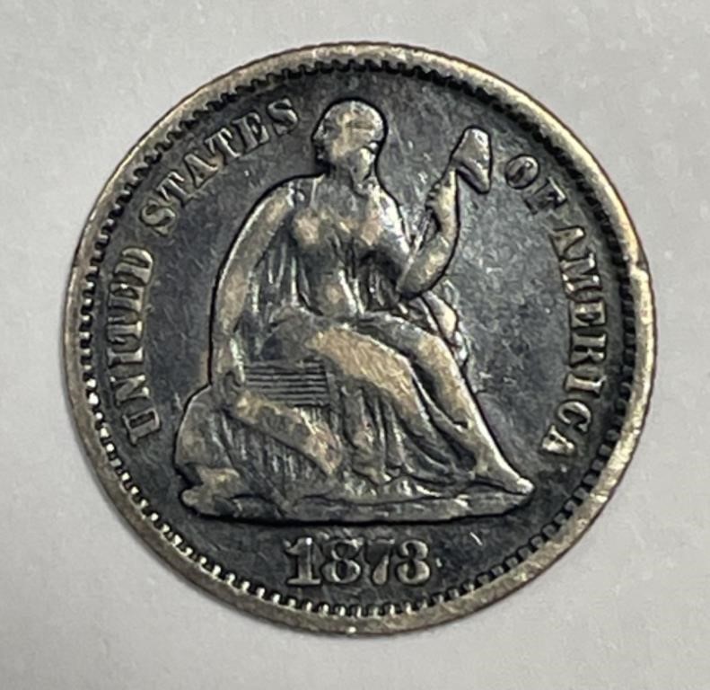 1873 Seated Liberty Silver Half Dime H10c Fine F