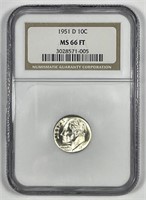 1951-D Roosevelt Silver Dime NGC MS66 FT