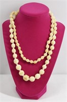 Vintage Rosette Carved Bone Graduated Necklace