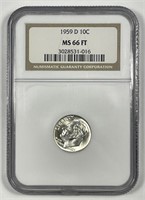 1959-D Roosevelt Silver Dime NGC MS66 FT