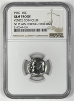 1960 Roosevelt Dime Proof Venice Coin Club NGC