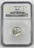 1962-D Roosevelt Silver Dime Gem BU NGC MS65