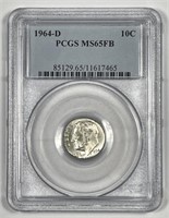 1964-D Roosevelt Silver Dime PCGS MS65 FB
