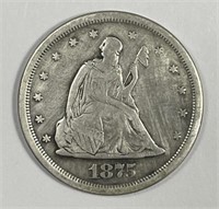 1875-S Twenty Cent Silver 20c Fine F details