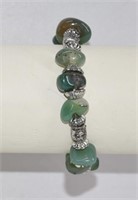 Assorted Stone & Silvertone Beads Bracelet