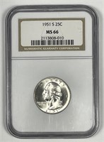 1951-S Washington Silver Quarter NGC MS66