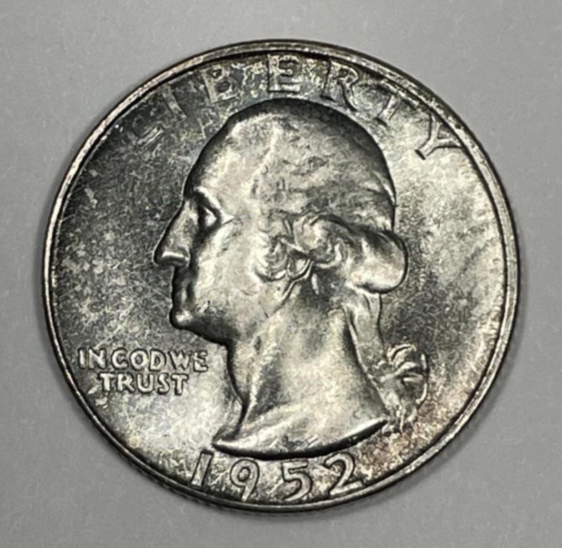 1952-S Washington Silver Quarter Color Toned BU