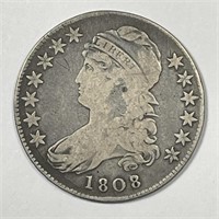 1808/7 Capped Bust Silver Half Good G+