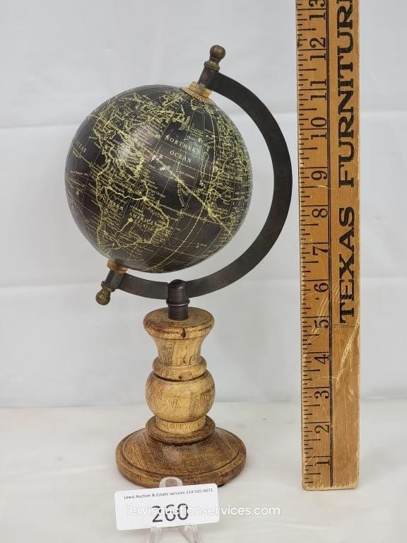 12" Vintage Replogle Black & Gold Globe