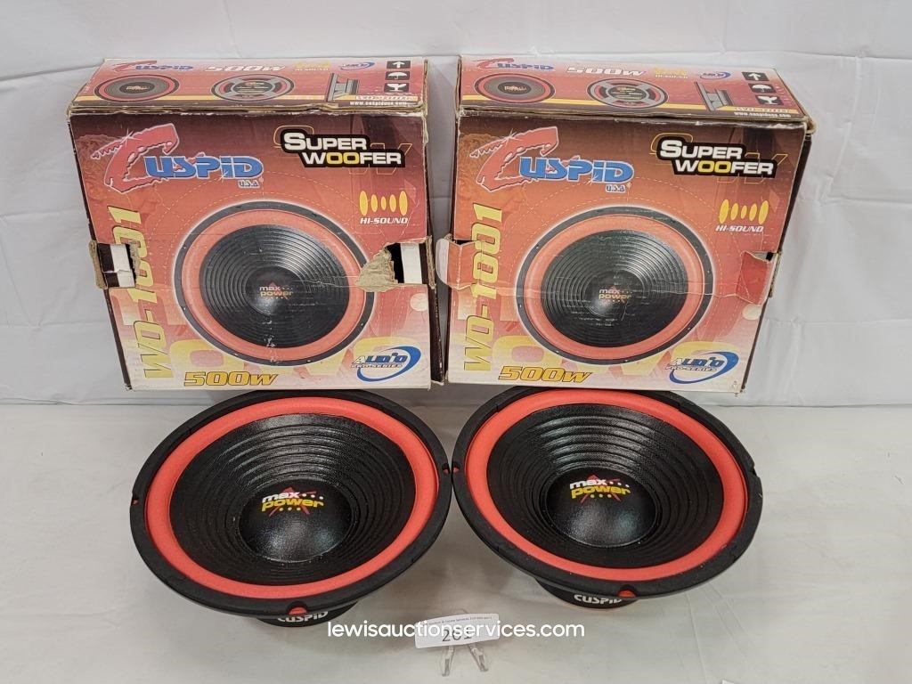 Two 10" Cuspid USA 500w Super Woofers WD-1001