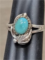 Signed & Marked .925 Turquoise Compound Ring