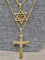 Star of David and Cross Goldtone Necklaces