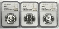 1965 1966 1967 Kennedy Silver Half SMS NGC MS67