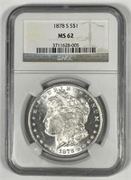 1878-S Morgan Silver $1 NGC MS62