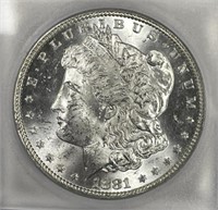 1881 Morgan Silver $1 ICG MS62