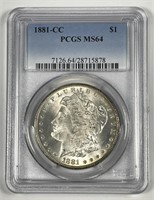 1881-CC Morgan Silver $1 Carson City PCGS MS64