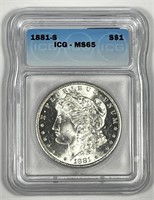 1881-S Morgan Silver $1 ICG MS65