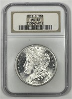 1881-S Morgan Silver $1 Gem BU NGC MS65