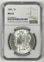 1882 Morgan Silver $1 NGC MS63