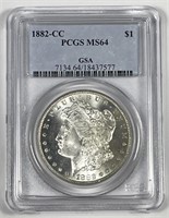 1882-CC Morgan Silver Carson City $1 PCGS MS64