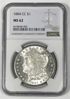 1884-CC Morgan Silver $1 Carson City NGC MS62