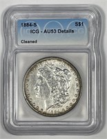 1884-S Morgan Silver $1 ICG AU53 details