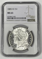 1885-CC Morgan Silver $1 Carson City NGC MS63