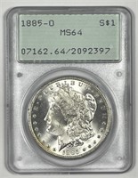 1885-O Morgan Silver $1 Rattler PCGS MS64