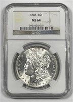 1886 Morgan Silver $1 NGC MS64