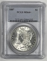 1887 Morgan Silver $1 PCGS MS64+