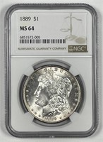 1889 Morgan Silver $1 NGC MS64