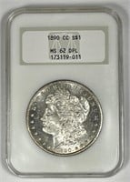 1890-CC Morgan Silver $1 Fatty NGC MS62 DPL