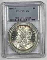 1890-S Morgan Silver $1 PCGS MS64