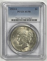 1923-S Peace Silver $1 Choice AU PCGS AU58