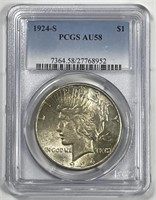 1924-S Peace Silver $1 Choice AU PCGS AU58