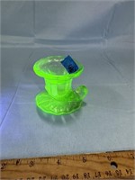 Uranium Glass Cornucopia Candle Holder