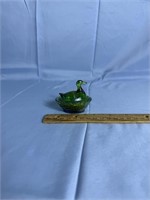 Fenton Miniature Iridescent Duck On Nest