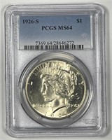 1926-S Peace Silver $1 PCGS MS64
