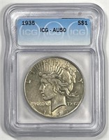 1935 Peace Silver $1 ICG AU50