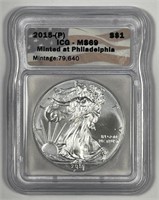 2015 (P) American Silver Eagle Philly Struck ICG