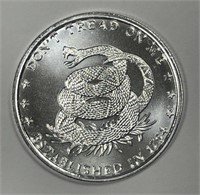 Don't Tread On Me 1 Ounce .999 Silver Art Round
