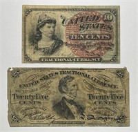 4th 10 Cents & 3rd Issue 25 Cents Fractional Pair