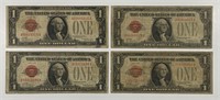 1928 $1 Red Seal US Note All AA Block Lot of 4