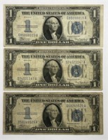 1934 $1 Silver Certificate Funny Back Lot of 3
