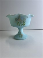 Fenton Matte Hand Painted Footed Bowl