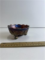 Carnival Glass Footed Berry Bowl